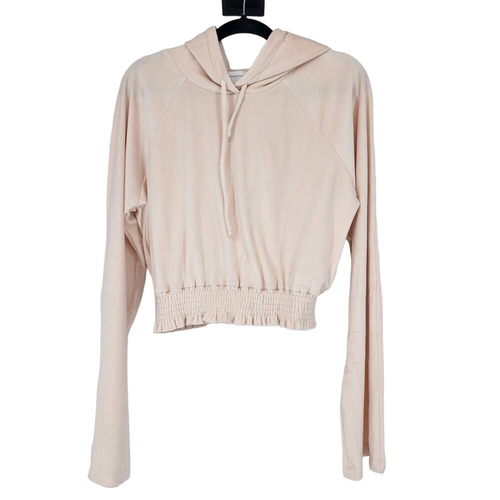 Lovers + Friends Light Pink Smocked Hem Super Soft Crop Hoodie Size Large